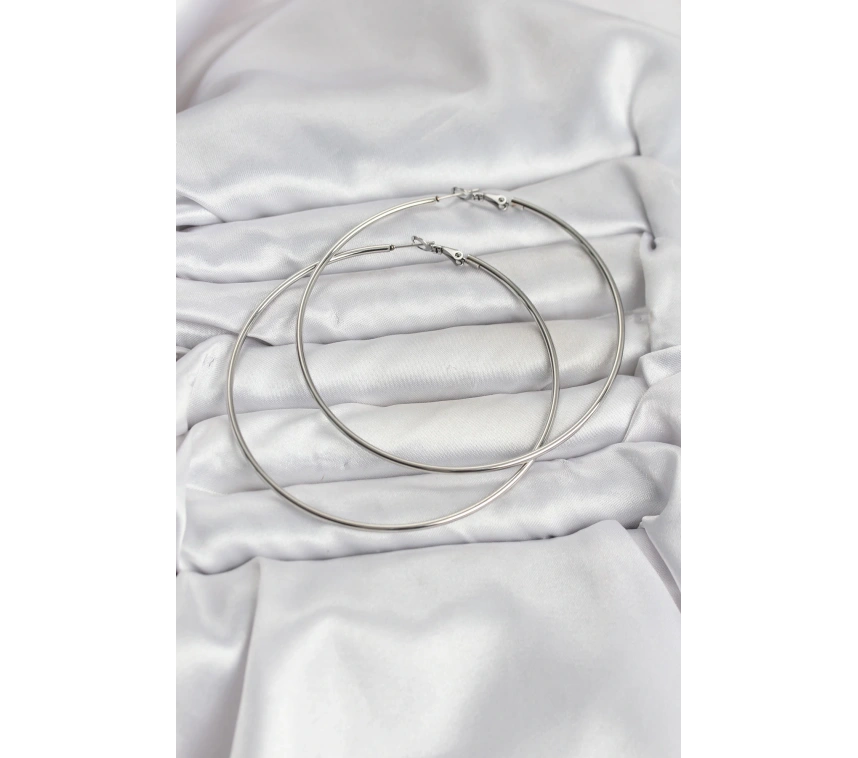 316L Çelik Gümüş Renk 75 mm Halka Küpe