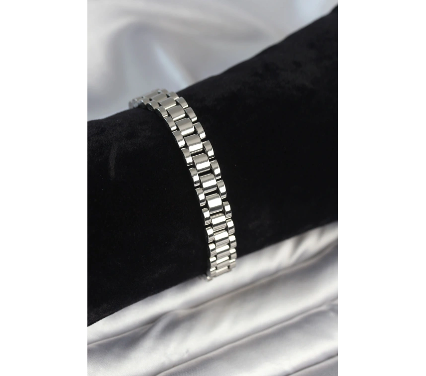 316L Çelik Gümüş Renk 9 mm Kalınlık Erkek Bileklik