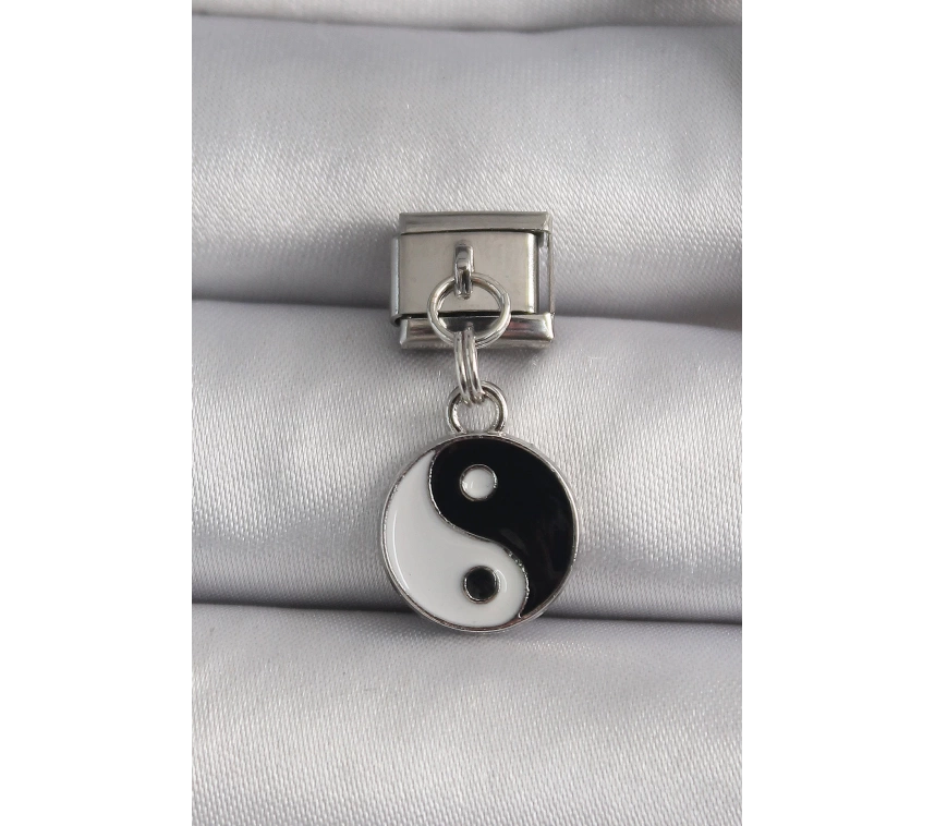 316L Çelik Gümüş Renk Sallantı YinYang Model Nomination Charm
