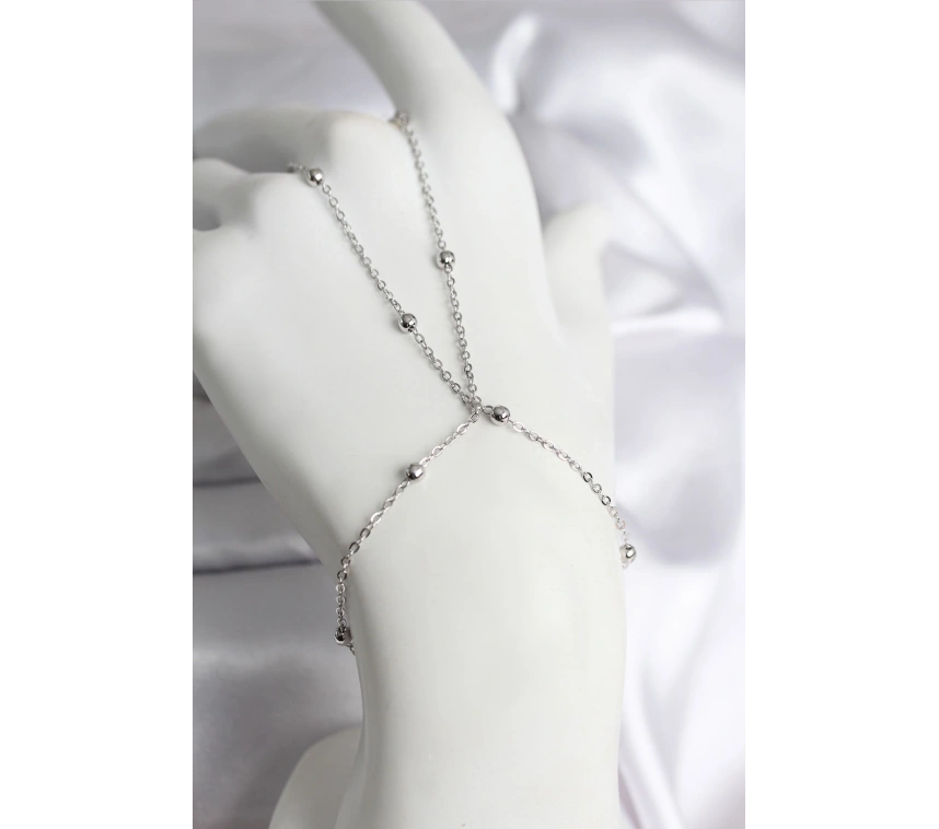 316L Çelik Gümüş Renk Topçuk Zincir Model Kadın Şahmeran