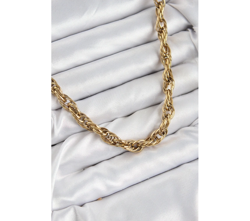 316L Çelik Halat Model Gold Renk Kadın Kolye
