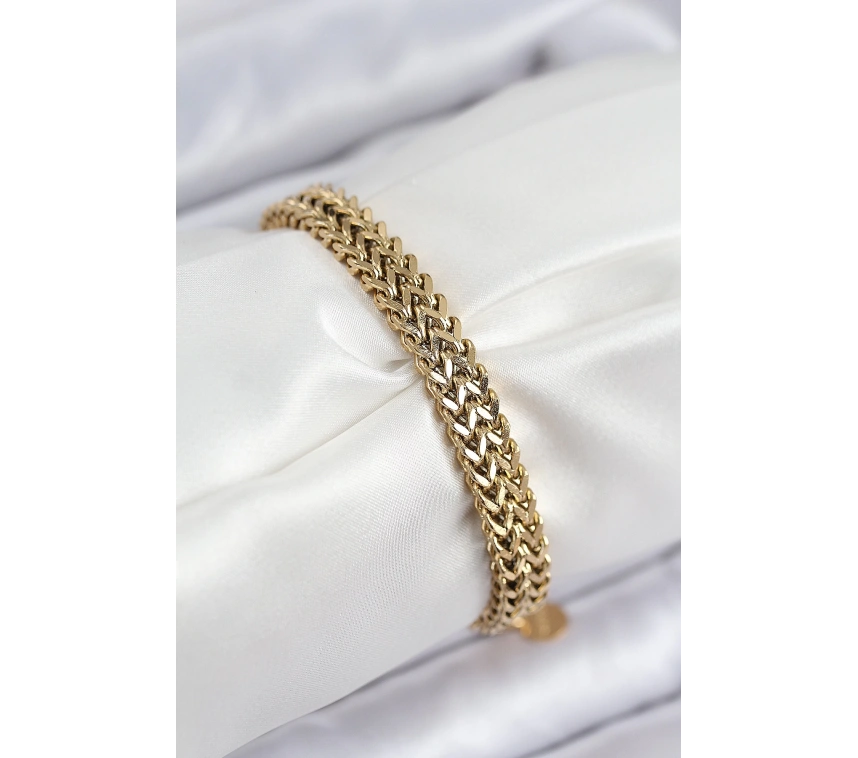 316L Çelik Örme Zincir Model Gold Renk Kadın Bileklik