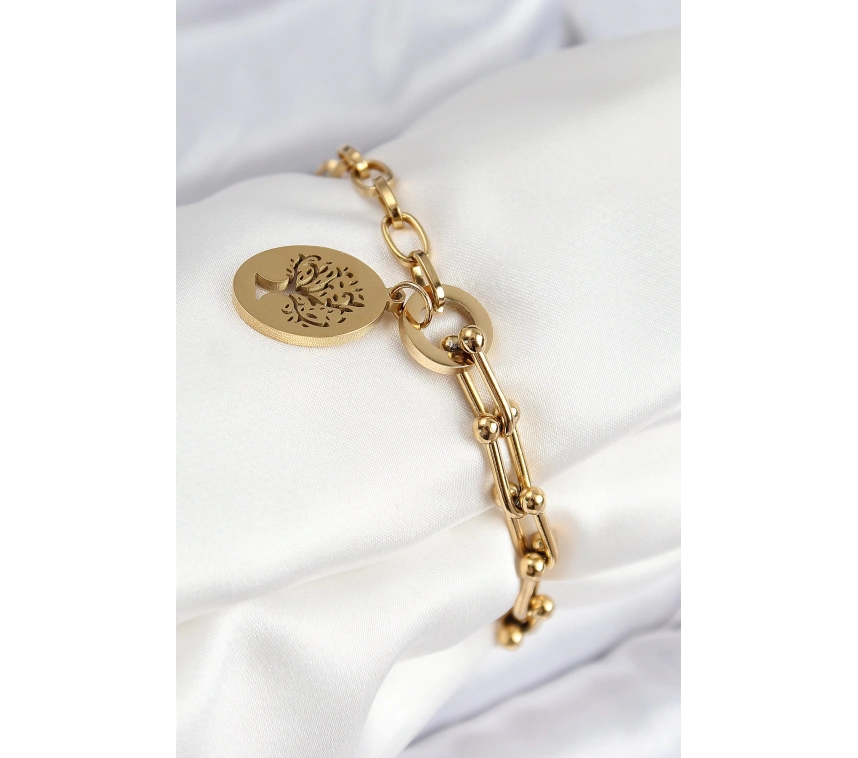 316L Çelik Tifany Ağaç Model Gold Renk Kadın Bileklik