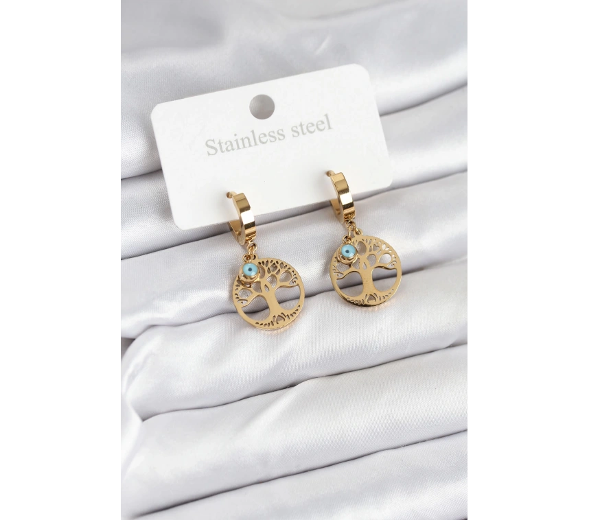 316L Çelik Yaşam Ağacı Model Kadın Küpe