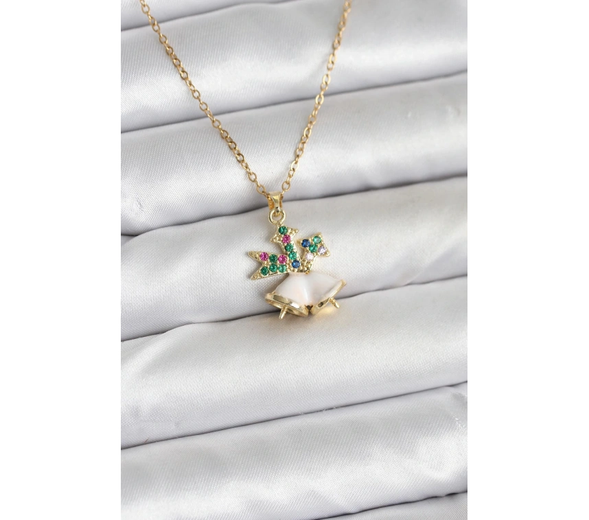 316L Çelik Zincir Gold Renk Chirtsmas Bell Model Yılbaşı Temalı Kadın Kolye