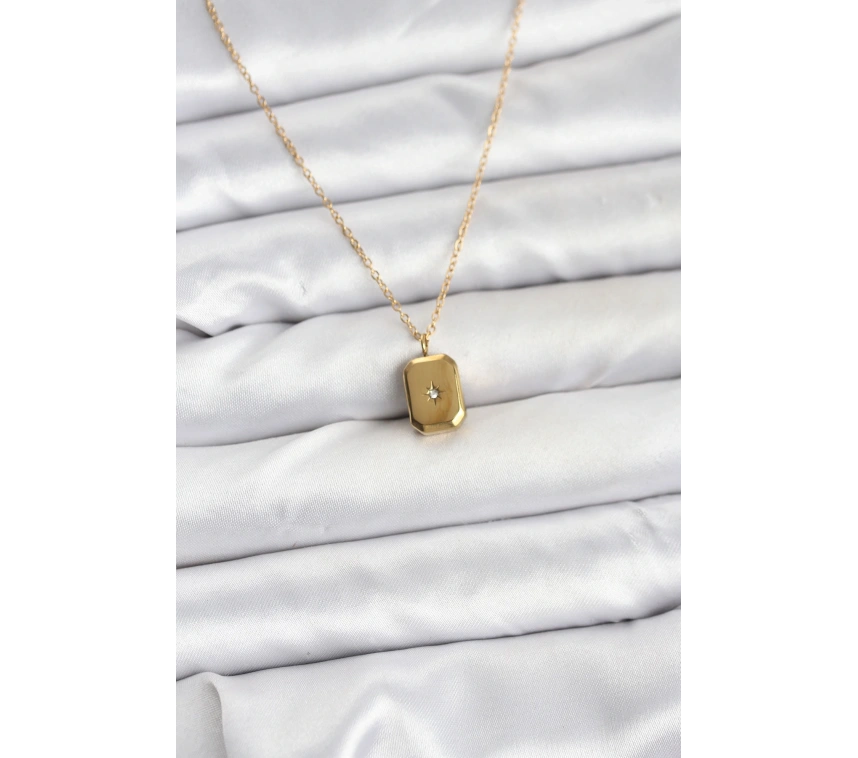 316L Çelik Zincir Gold Renk Minimal Kutup Yıldızı Model Kadın Kolye