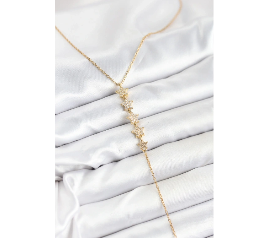 316L Çelik Zincir Gold Renk Yıldız Model Y Kolye