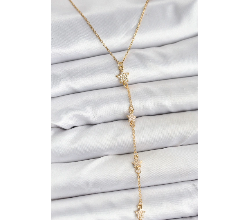 316L Çelik Zincir Gold Renkli Yıldız Model Kadın Y Kolye