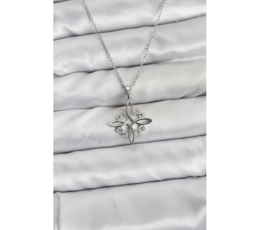 316L Çelik Zincir Gümüş Renk Sonsuzluk Model Zirkon Taşlı Kadın Kolye