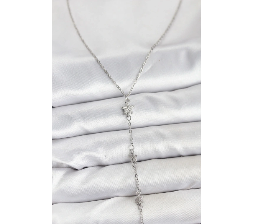 316L Çelik Zincir Gümüş Renkli Yıldız Model Kadın Y Kolye