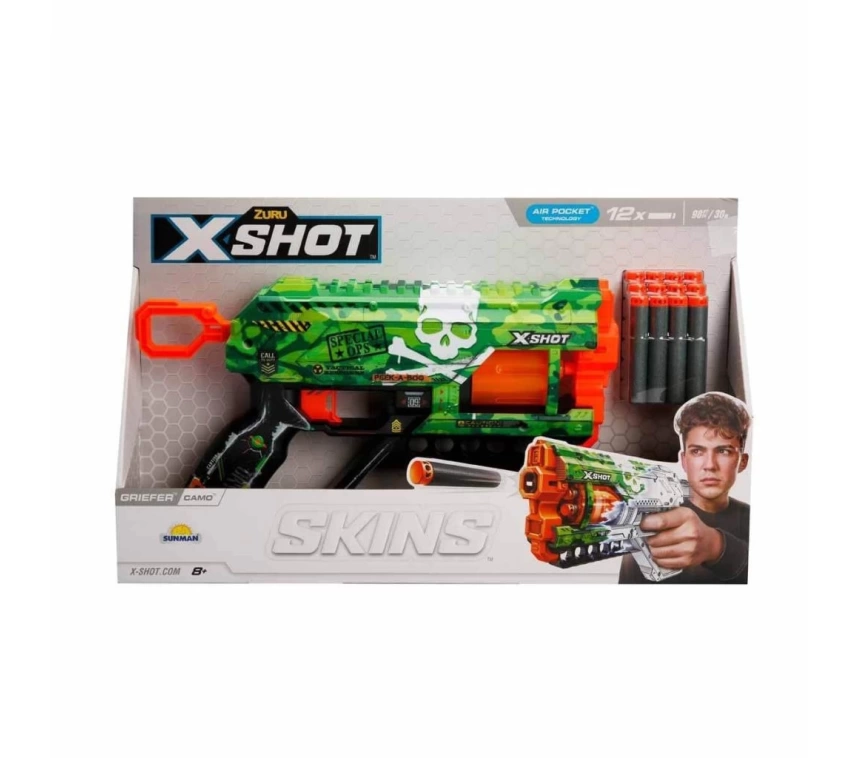 36561 X-Shot Skins Griefer 12 Mermili Sünger Dart Atan Silah 32 cm