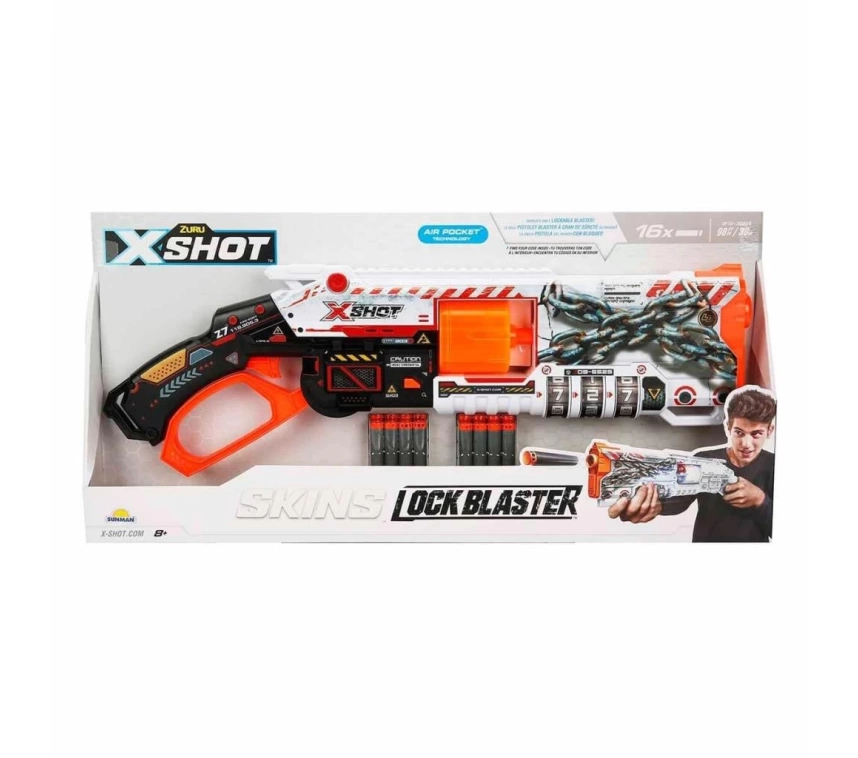 36606 X-Shot Skins Lock Blaster 16 Mermili Sünger Dart Atan Silah 56 cm -Sunman