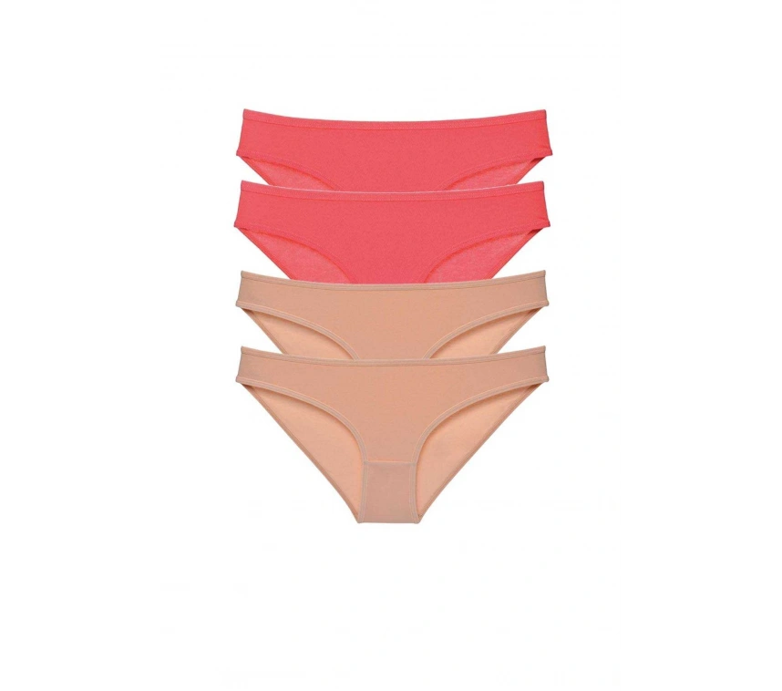4 Adet Süper Eko Set Likralı Kadın Slip Külot Fuşya Ten