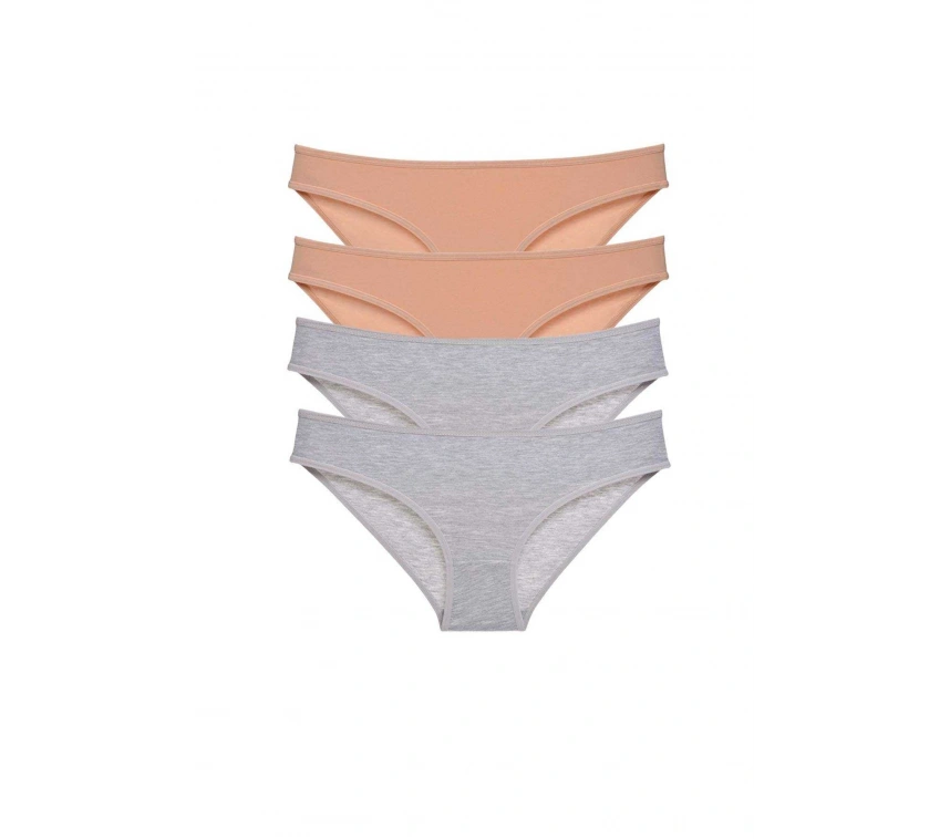 4 Adet Süper Eko Set Likralı Kadın Slip Külot Ten Gri