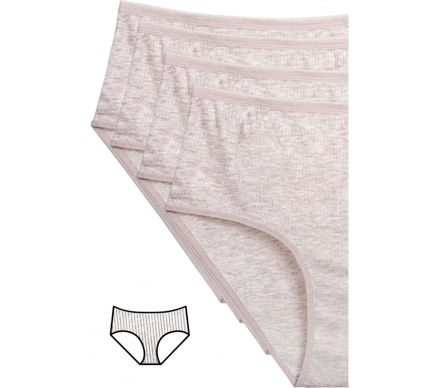 4lü Yeni Seri Renkli Yüksek Bel Fitilli Ribana Bato Külot Kahve