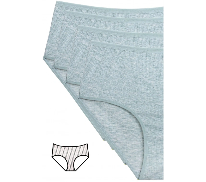 4lü Yeni Seri Renkli Yüksek Bel Fitilli Ribana Bato Külot Yeşil