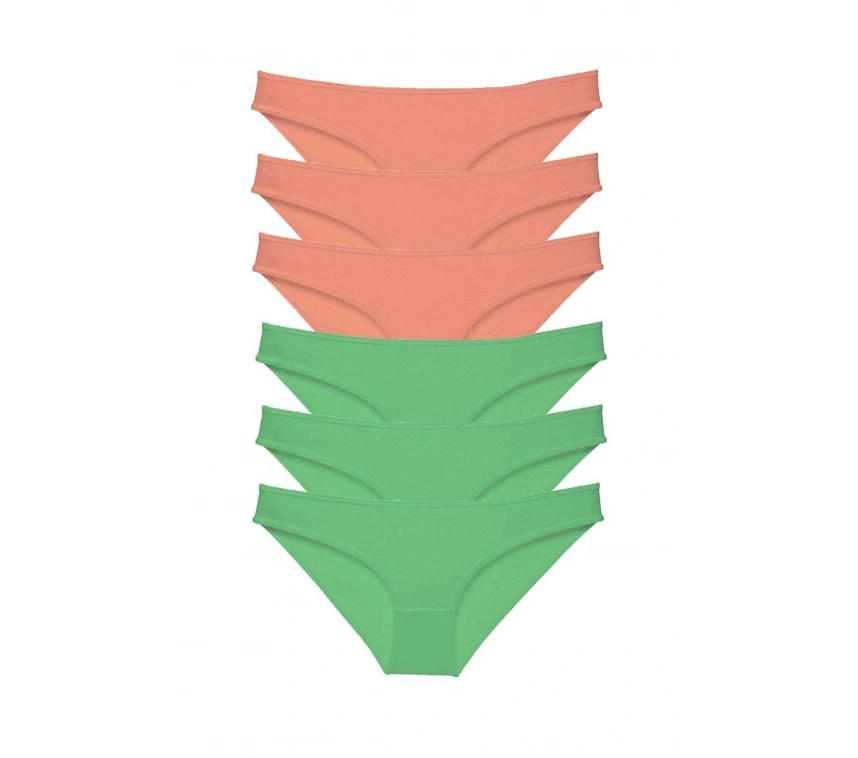 6 Adet Eko Set Likralı Kadın Slip Külot Pudra Fuşya