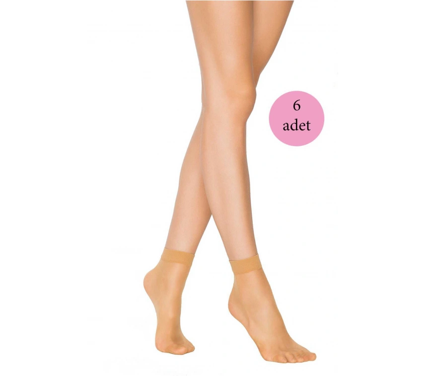 6 Adet Fit 15 Soket Ince Parlak Kısa Çorap Ten
