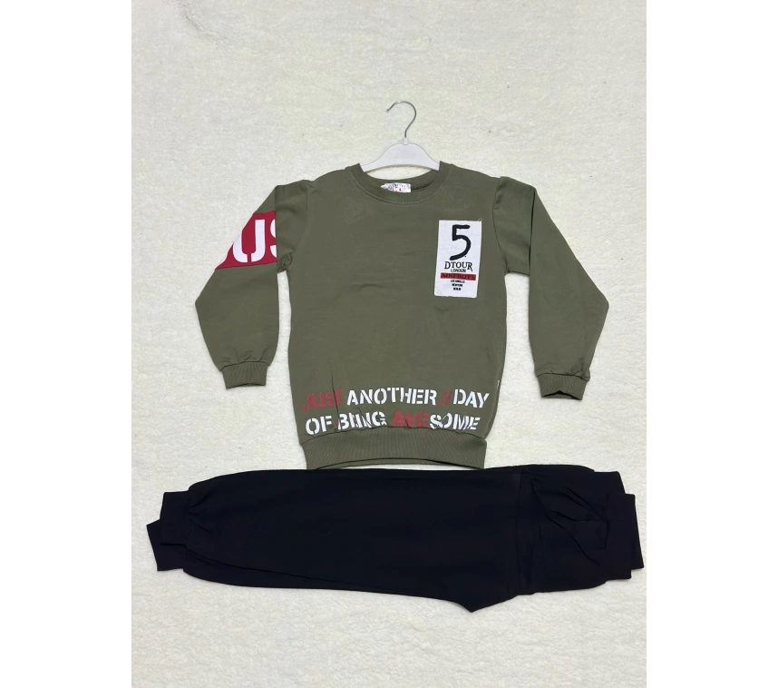 8-9 yaş 5 dtour baskoı alt üst takım haki erkek çocuk takım