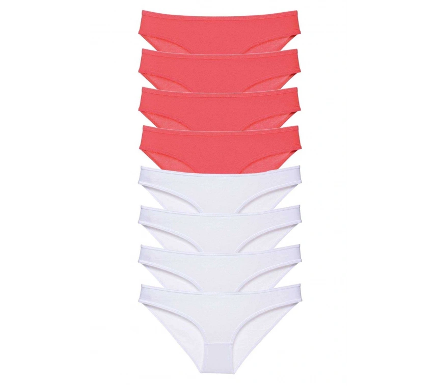 8 Adet Eko Set Likralı Kadın Slip Külot Fuşya Beyaz