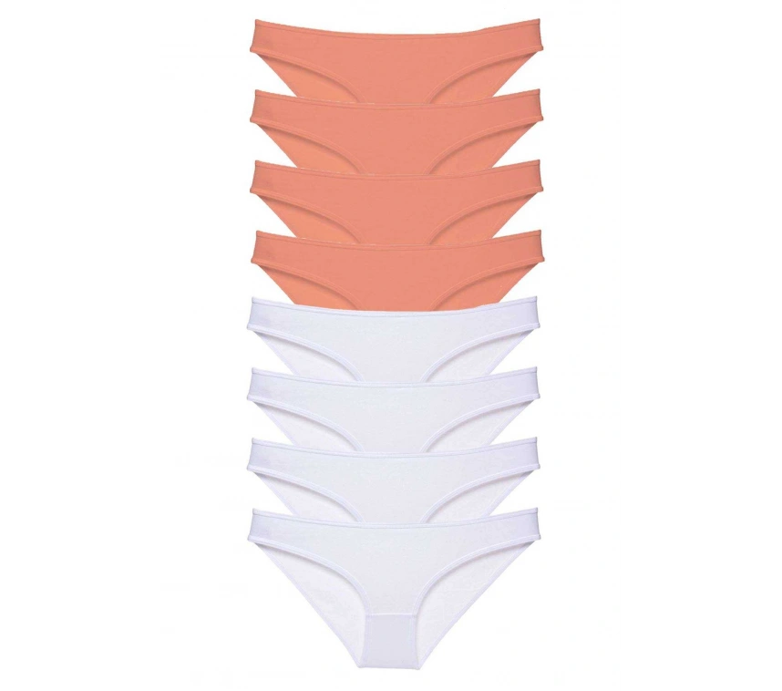 8 Adet Eko Set Likralı Kadın Slip Külot Pudra Beyaz