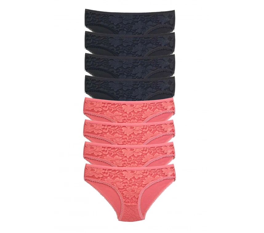 8 Adet Önü Dantelli Transparan Kadın Slip Külot S24