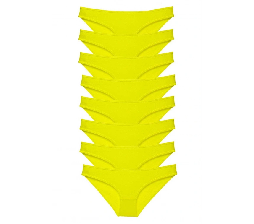 8 Adet Süper Eko Set Likralı Kadın Slip Külot Sarı