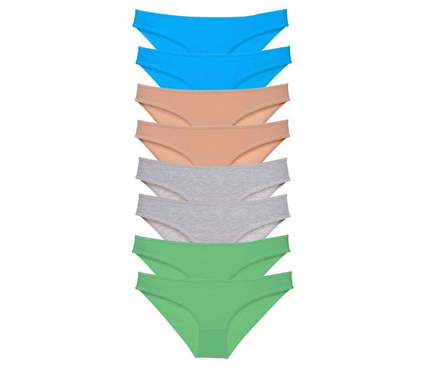 8 Adet Süper Eko Set Likralı Kadın Slip Külot Ten Gri Yeşil Mavi