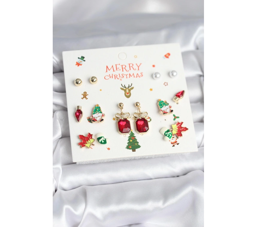 8 Çift Yılbaşı Temalı Kadın Küpe