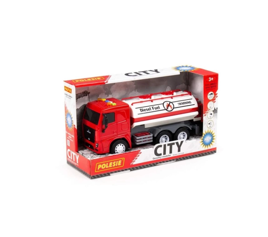 96296 CITY Sürtmeli V2 Tanker Işıklı ve Sesli Kırmızı Kabin Kutuda - Polesie