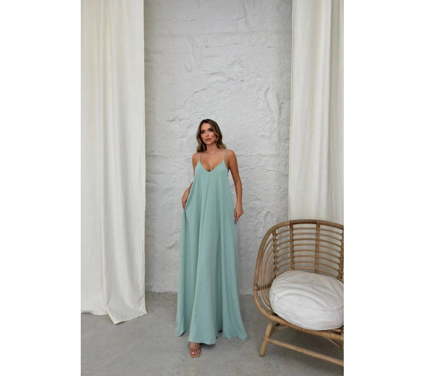 Aerobin uzun elbise çağla yeşili pt