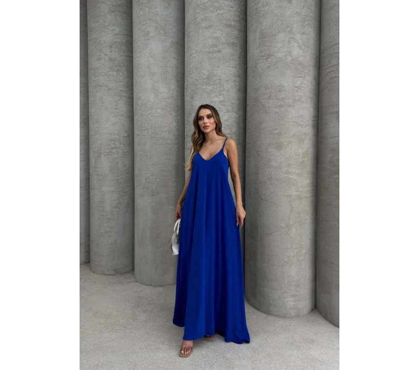 Aerobin uzun elbise saks mavisi pt