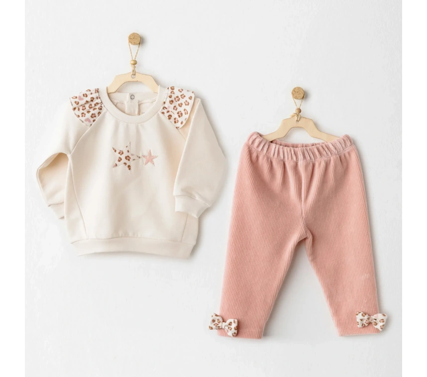 Andywawa Ac26236 Little Leopard 2li Takım Ecru Pink