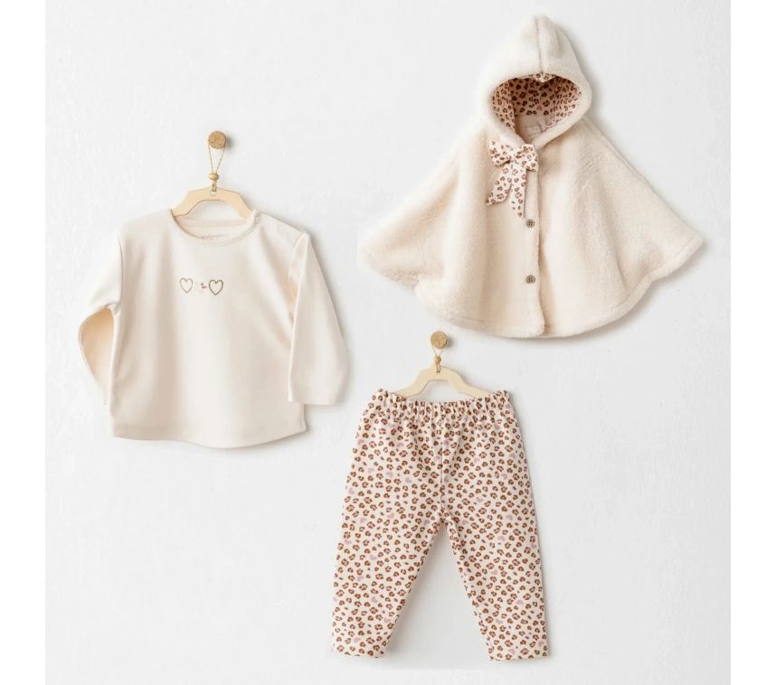 Andywawa Ac26237 Little Leopard 3lü Takım Ekru