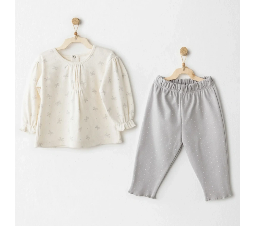 Andywawa Ac26253 Baby Bow Bliss 2li Takım Ekru