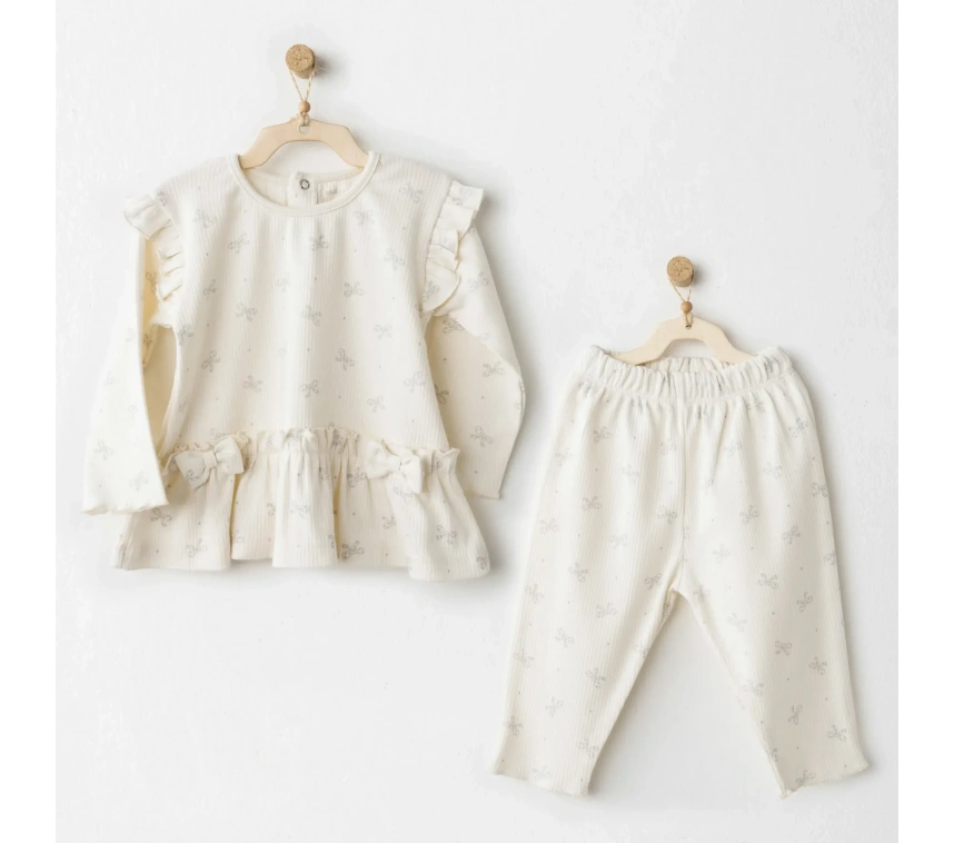 Andywawa Ac26256 Baby Bow Bliss 2li Takım Ekru