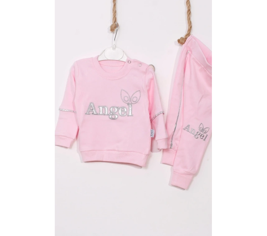 Angel Kanat Detaylı % 100 Pamuk Kız Bebek Takımı