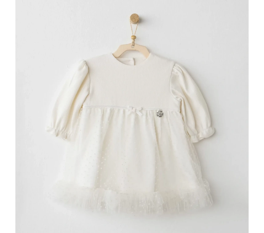 Baby Bow Bliss Elbise Ekru