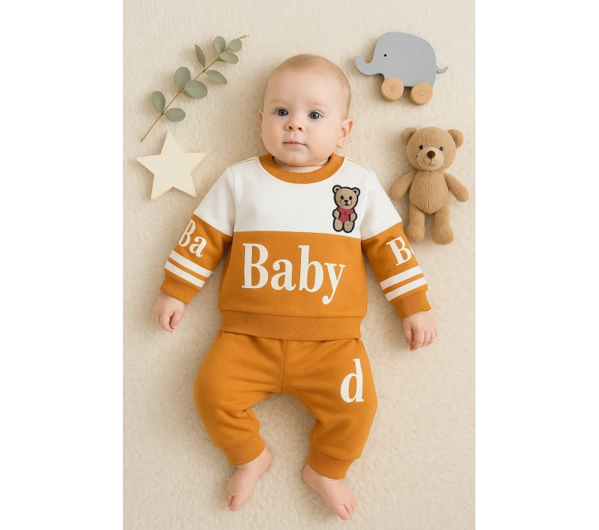 Baby Desenli 2li % 100 Pamuk Erkek Bebek Takımı