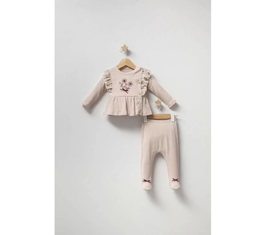 Baby Vintage Rose Zıbın Takım  Pudra