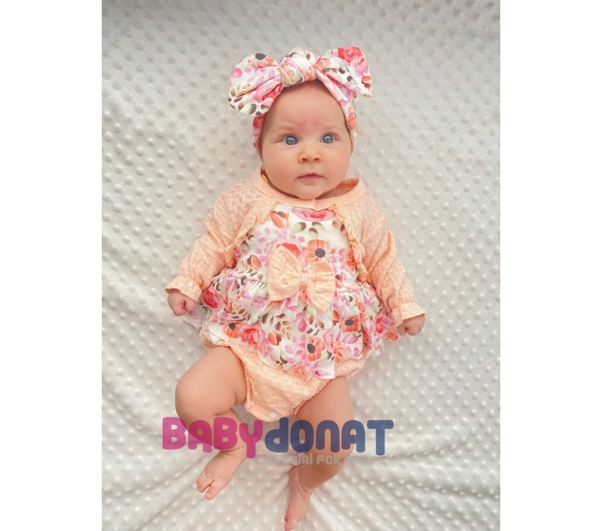 Bahar Çiçekleri Desenli Bandanalı Kız Bebek Romper