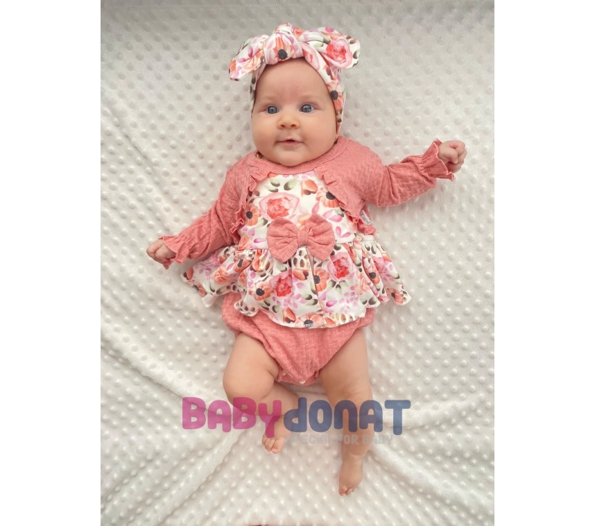 Bahar Çiçekleri Desenli Bandanalı Kız Bebek Romper