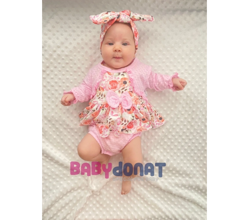 Bahar Çiçekleri Desenli Bandanalı Kız Bebek Romper