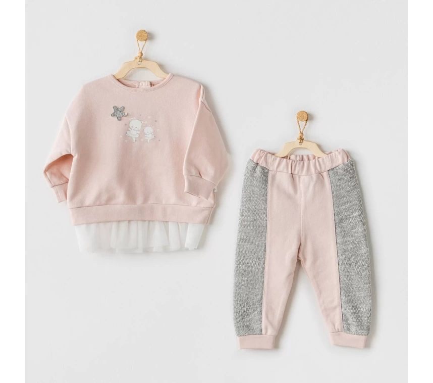 Ballerina 2li Bebe Takım Pink Grey