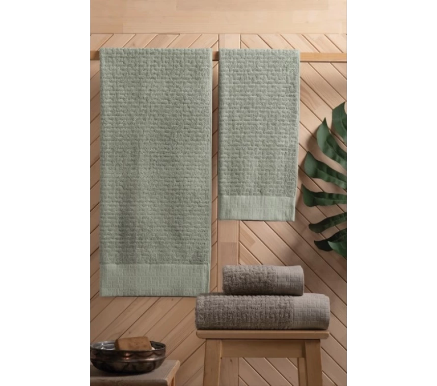 Banyo Seti Koyu Bej Yeşil