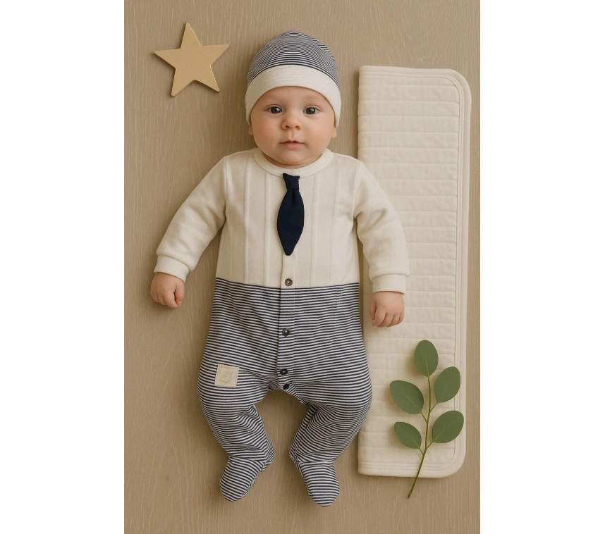 Battaniyeli Tulumlu Erkek Bebek Set %100 Pamuk