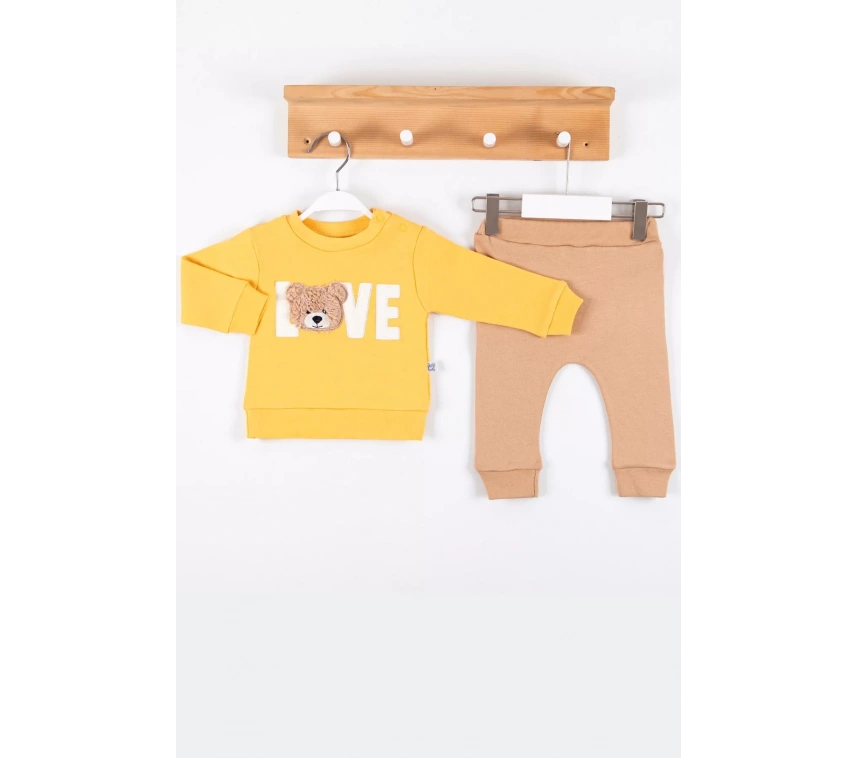 Bear Love Nakışlı % 100 Pamuklu 2li Erkek Takım