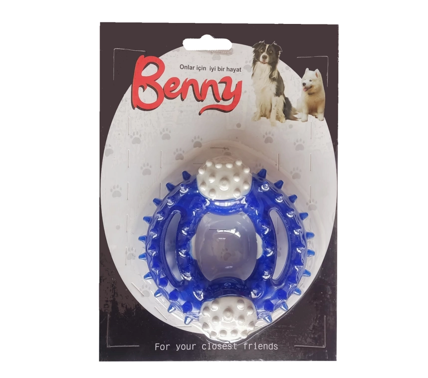 Benny Diş Kaşıma Köpek Oyuncağı Yuvarlak 9,5 cm Mavi