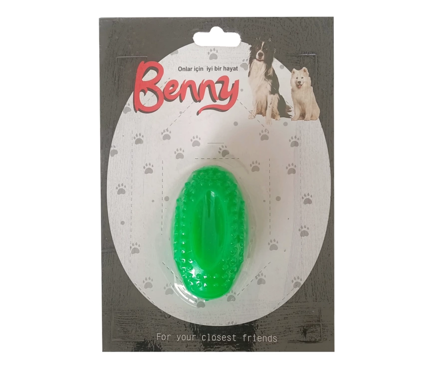 Benny Köpek Oyuncağı Sert Elips Top 8 x 4.5 cm Yeşil