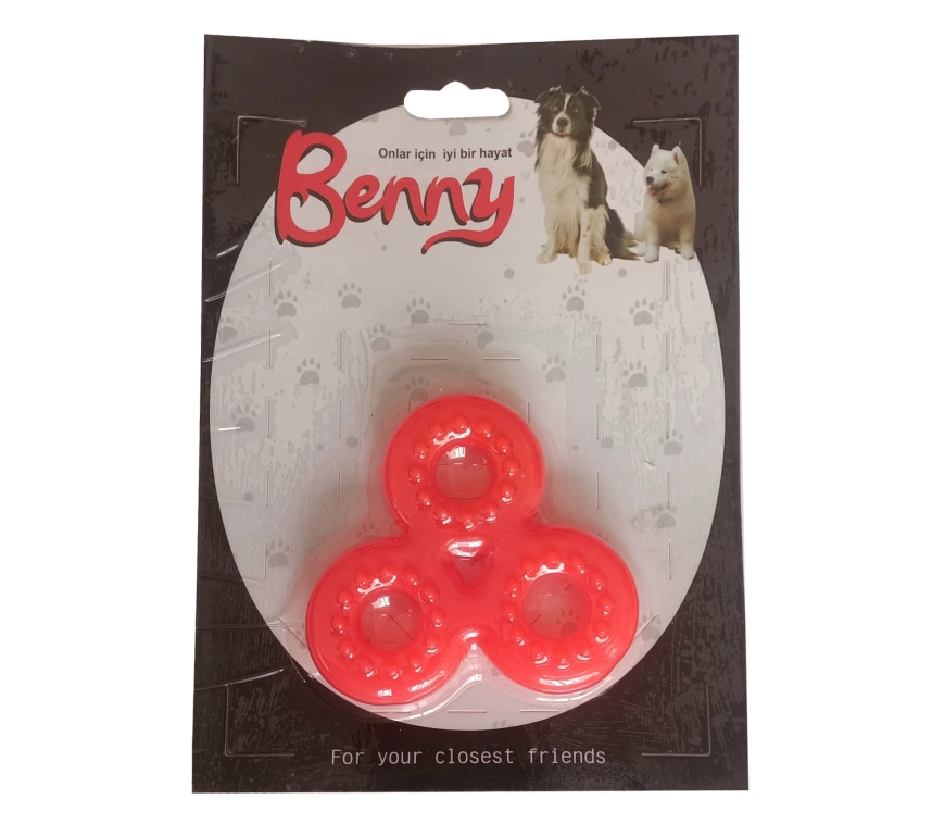 Benny Köpek Oyuncağı Üçlü Halka 9 x 9 cm Kırmızı